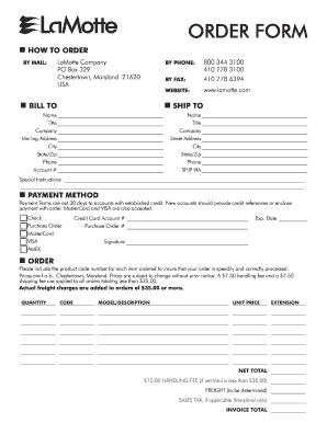 LaMotte Company Order Form