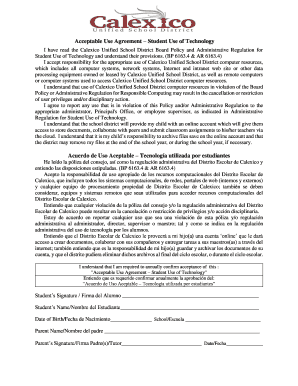 Acceptable Use Agreement – Student Use of Technology