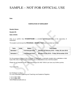 Verification of Enrolment Form