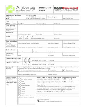 New Zealand Primary Health Services Provider Enrolment Form
