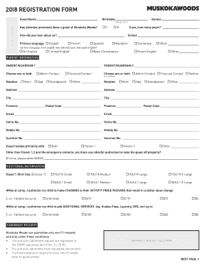 Muskoka Woods Summer Camp Registration Form