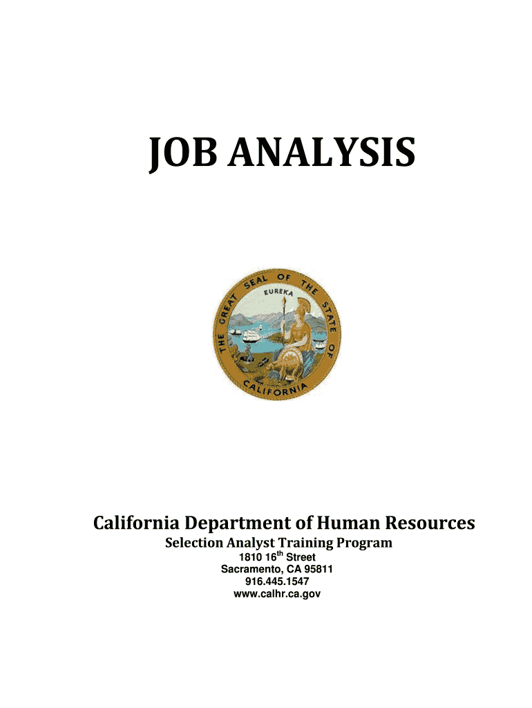 Fillable Online calhr ca JOB ANALYSIS Fax Email Print pdfFiller