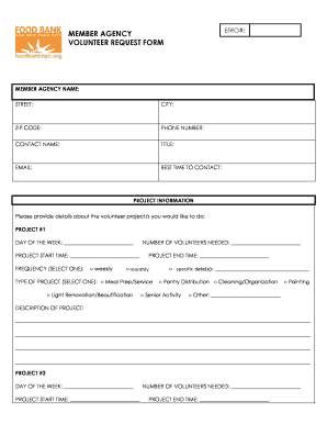 Volunteer Request Form