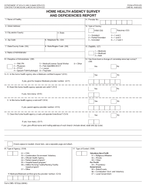 Home Health Agency Survey and Deficiencies Report