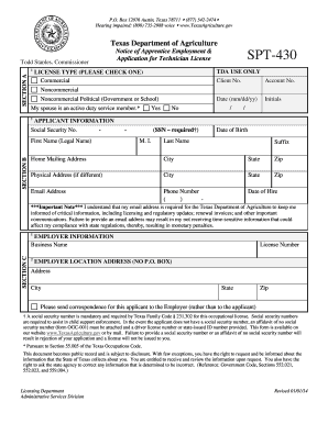 Texas Apprentice Employment Notice & Technician License Application