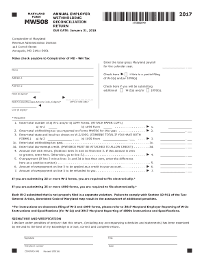 Maryland Annual Employer Withholding Reconciliation Form MW508