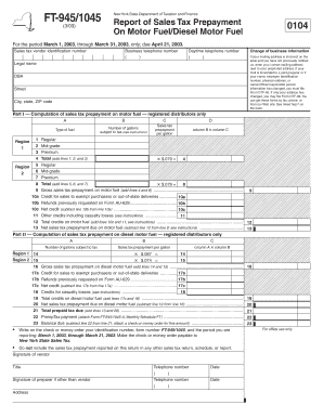 New York State Sales Tax Prepayment Form