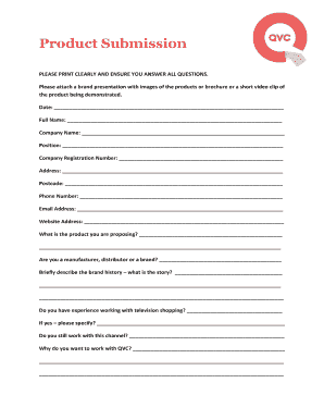 QVC Product Submission Form