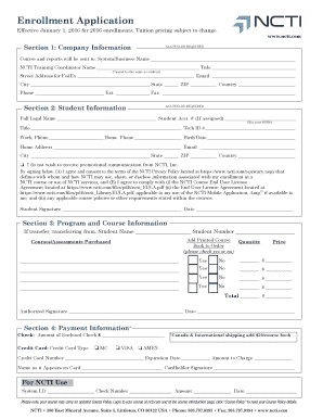 NCTI Enrollment Application Form