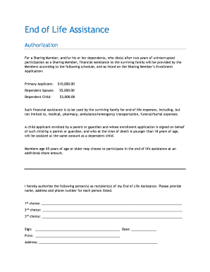End of Life Assistance Authorization