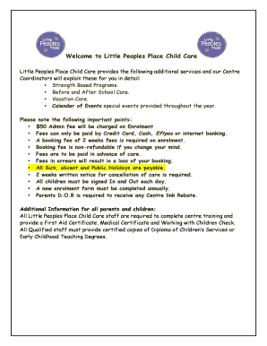 Child Care Enrollment Form