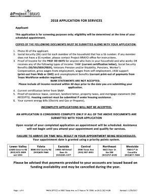 2018 Application for Services