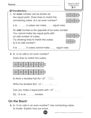 Math Worksheet - Even and Odd Numbers