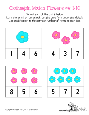Fillable Online Clothespin Match Flowers #s 1-10 Fax Email Print ...