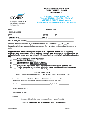 California RADT I Application