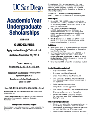 UCSD Undergraduate Scholarship Application