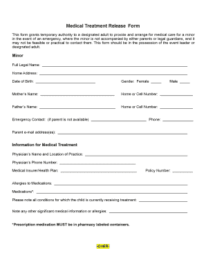 Medical Treatment Release Form
