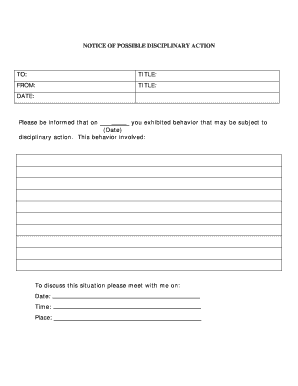 Notice of Possible Disciplinary Action