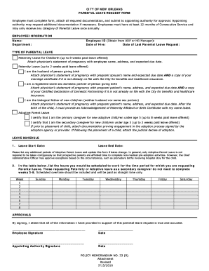 City of New Orleans Parental Leave Request Form