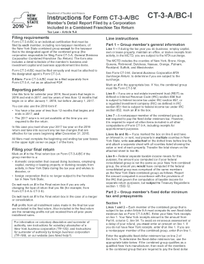 New York State Form CT-3-A/BC