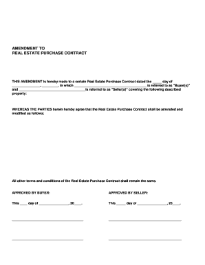 Amendment to Real Estate Purchase Contract
