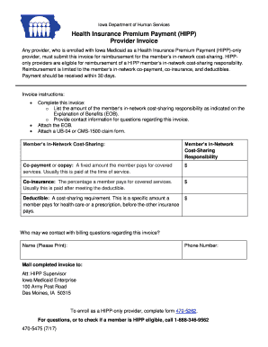 Iowa HIPP Provider Invoice