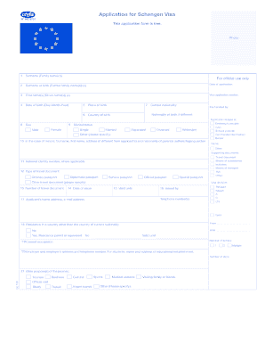 Formulaire de demande de visa Schengen