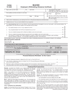Maine W-4ME Employee’s Withholding Allowance Certificate