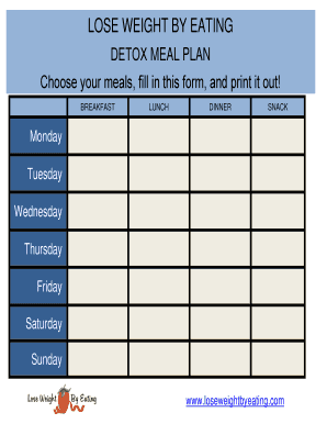 Detox Meal Plan Form