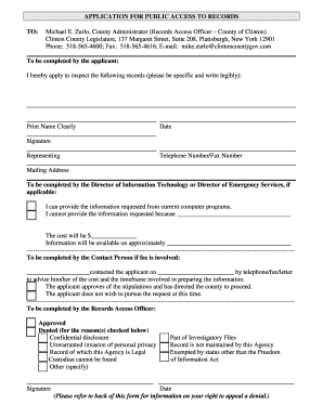 New York Public Access to Records Application