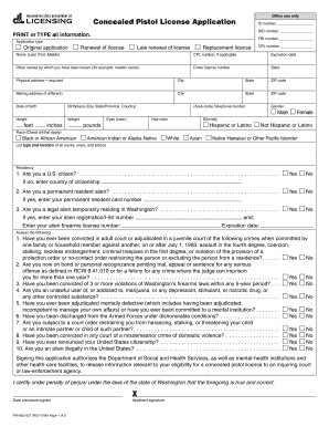 Washington Concealed Pistol License Application