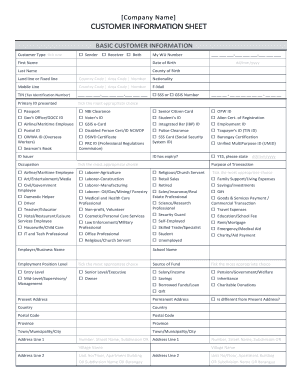Customer Information Sheet