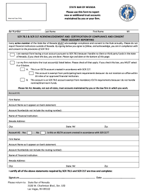 State Bar of Nevada Trust Account Reporting Form