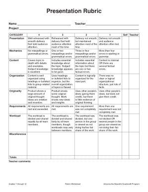 Presentation Rubric