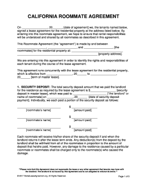 California Roommate Agreement