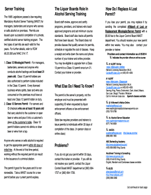 Fillable Online Washington MAST TIPS TrainingState Regulations ...