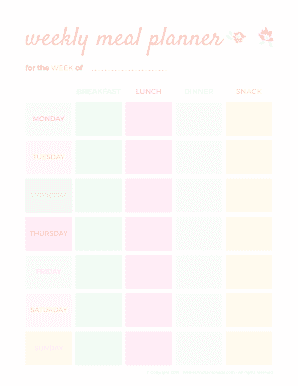 Weekly Meal Planner Template