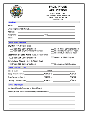 City of Battle Creek Facility Use Application
