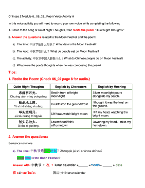 Moon Festival Poem Activity