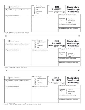 Rhode Island RI-1099PT Pass-Through Withholding Form