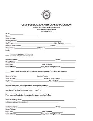 CCDF Subsidized Child Care Application
