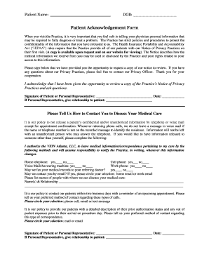 Patient Acknowledgement Form
