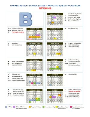 Rowan Salisbury School Calendar 2019 Fill Online Printable Fillable Blank Pdffiller