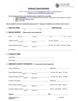Employee Contact Information Form