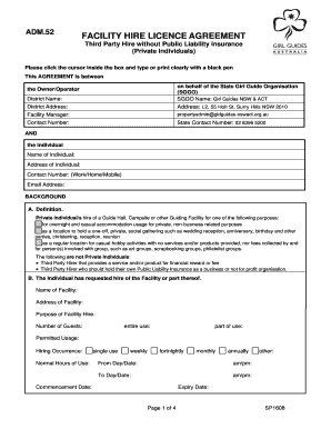 Facility Hire License Agreement
