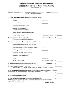 3SquaresVT Income Worksheet for Seniors or Disabled