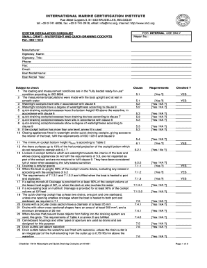 System Installation Checklist for Watertight and Quick-Draining Cockpits