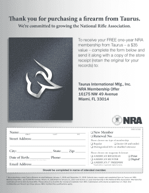 Taurus NRA Membership Offer Form