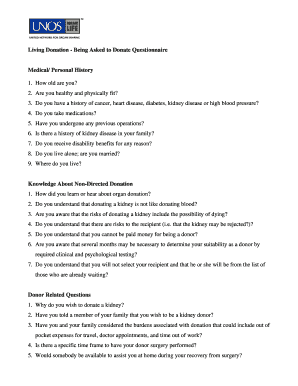 Living Donation Questionnaire