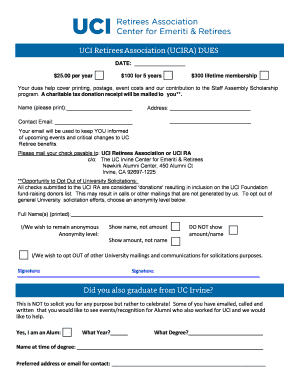 UCI Retirees Association Membership Form